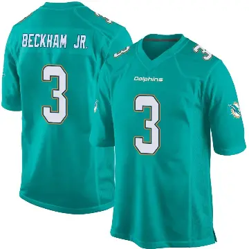 ＃3 Men's Odell Beckham Jr. Aqua Game Miami Dolphins Team Color Jersey