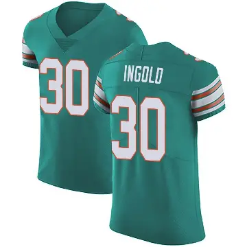 ＃30 Men's Alec Ingold Green Elite Miami Dolphins Aqua Alternate Vapor Untouchable Jersey