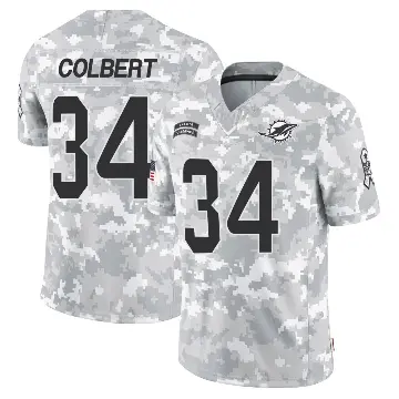 ＃34 Men's Jordan Colbert Arctic Camo Limited Miami Dolphins 2024 Salute to Service Jersey