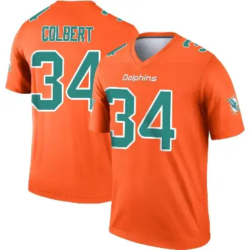 ＃34 Men's Jordan Colbert Orange Legend Miami Dolphins Inverted Jersey
