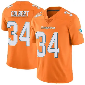 ＃34 Men's Jordan Colbert Orange Limited Miami Dolphins Color Rush Jersey