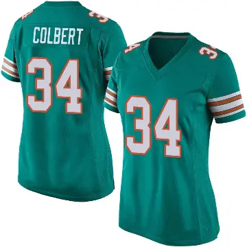 ＃34 Women's Jordan Colbert Aqua Game Miami Dolphins Alternate Jersey