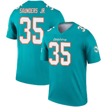 ＃35 Men's John Saunders Jr. Aqua Legend Miami Dolphins Jersey