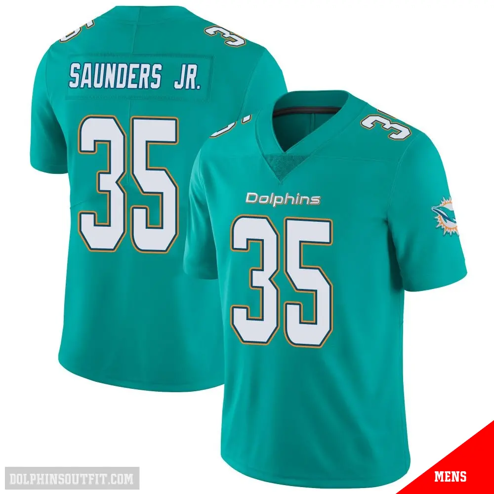 ＃35 Men's John Saunders Jr. Aqua Limited Miami Dolphins Team Color Vapor Untouchable Jersey
