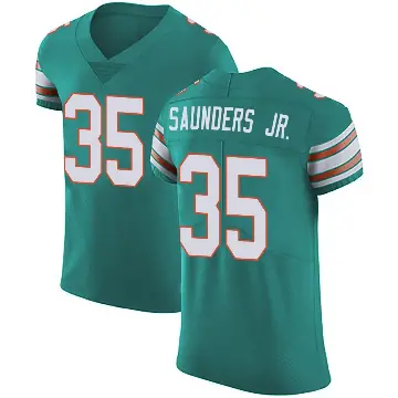 ＃35 Men's John Saunders Jr. Green Elite Miami Dolphins Aqua Alternate Vapor Untouchable Jersey