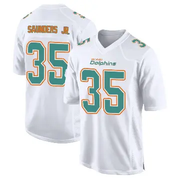 ＃35 Men's John Saunders Jr. White Game Miami Dolphins Fashion Jersey