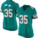 ＃35 Women's John Saunders Jr. Aqua Game Miami Dolphins Alternate Jersey