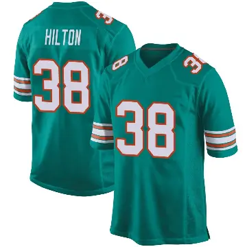 ＃38 Men's Mike Hilton Aqua Game Miami Dolphins Alternate Jersey