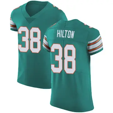 ＃38 Men's Mike Hilton Green Elite Miami Dolphins Aqua Alternate Vapor Untouchable Jersey