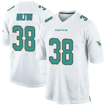 ＃38 Men's Mike Hilton White Game Miami Dolphins Jersey