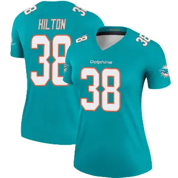 ＃38 Women's Mike Hilton Aqua Legend Miami Dolphins Jersey