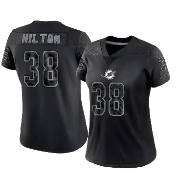 ＃38 Women's Mike Hilton Black Limited Miami Dolphins Reflective Jersey