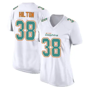 ＃38 Women's Mike Hilton White Game Miami Dolphins Fashion Jersey