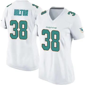 ＃38 Women's Mike Hilton White Game Miami Dolphins Jersey