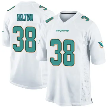 ＃38 Youth Mike Hilton White Game Miami Dolphins Jersey