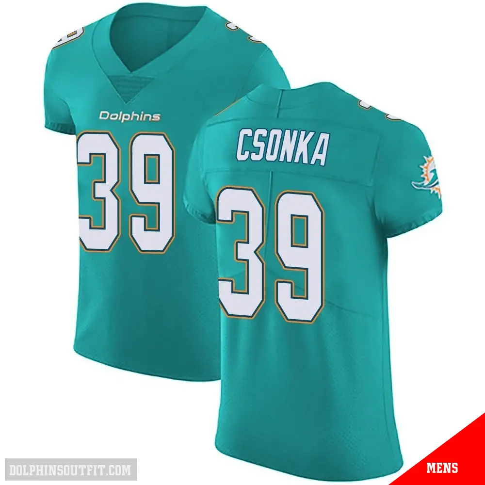 ＃39 Men's Larry Csonka Green Elite Miami Dolphins Aqua Team Color Vapor Untouchable Jersey