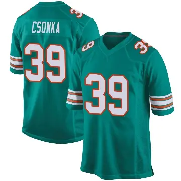 ＃39 Youth Larry Csonka Aqua Game Miami Dolphins Alternate Jersey