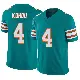 ＃4 Men's Kader Kohou Aqua Limited Miami Dolphins Alternate Vapor F.U.S.E. Jersey