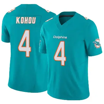 ＃4 Men's Kader Kohou Aqua Limited Miami Dolphins Vapor F.U.S.E. Jersey