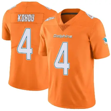 ＃4 Men's Kader Kohou Orange Limited Miami Dolphins Color Rush Jersey