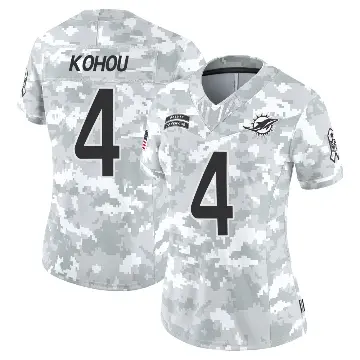 ＃4 Women's Kader Kohou Arctic Camo Limited Miami Dolphins 2024 Salute to Service Jersey