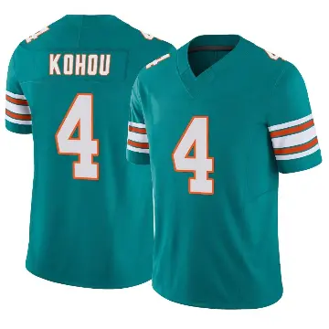 ＃4 Youth Kader Kohou Aqua Limited Miami Dolphins Alternate Vapor F.U.S.E. Jersey