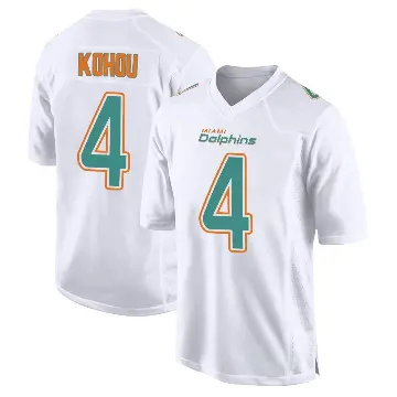 ＃4 Youth Kader Kohou White Game Miami Dolphins Fashion Jersey