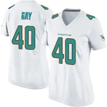＃40 Women's Willie Gay White Game Miami Dolphins Jersey