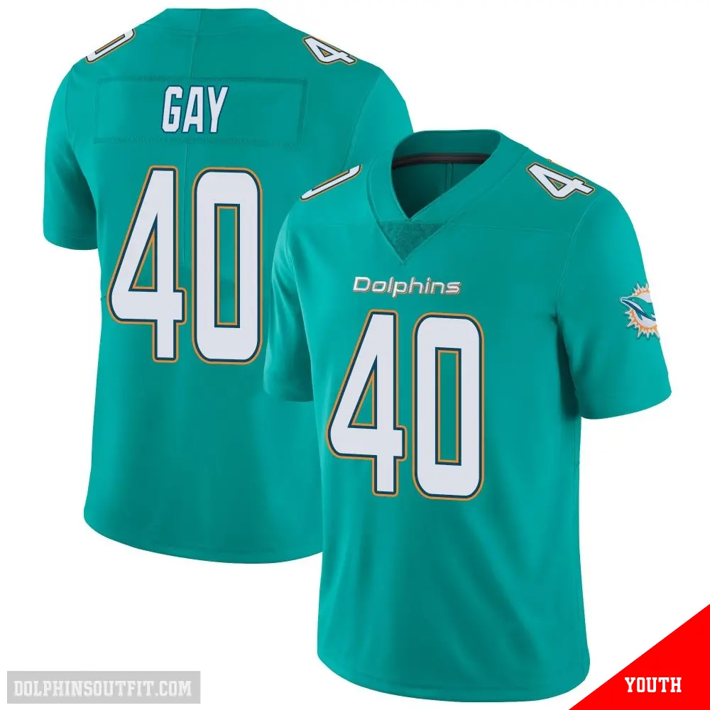 ＃40 Youth Willie Gay Aqua Limited Miami Dolphins Team Color Vapor Untouchable Jersey
