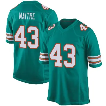 ＃43 Men's Jason Maitre Aqua Game Miami Dolphins Alternate Jersey