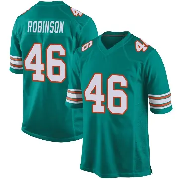 ＃46 Men's Ethan Robinson Aqua Game Miami Dolphins Alternate Jersey