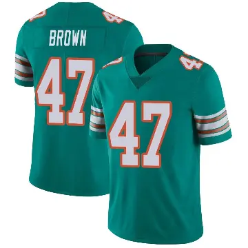 ＃47 Men's Cam Brown Aqua Limited Miami Dolphins Alternate Vapor Untouchable Jersey