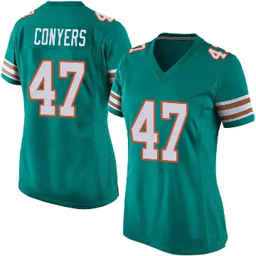 ＃47 Women's Jalin Conyers Aqua Game Miami Dolphins Alternate Jersey