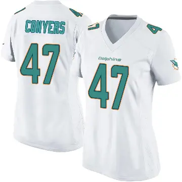 ＃47 Women's Jalin Conyers White Game Miami Dolphins Jersey