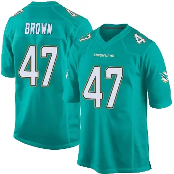 ＃47 Youth Cam Brown Aqua Game Miami Dolphins Team Color Jersey