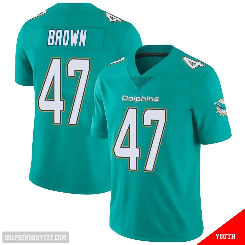 ＃47 Youth Cam Brown Aqua Limited Miami Dolphins Team Color Vapor Untouchable Jersey