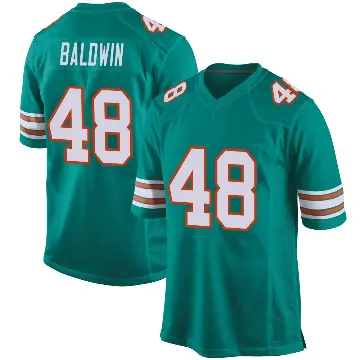 ＃48 Youth Monaray Baldwin Aqua Game Miami Dolphins Alternate Jersey