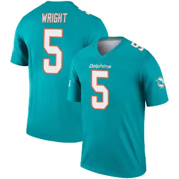 ＃5 Men's Jaylen Wright Aqua Legend Miami Dolphins Jersey