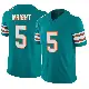 ＃5 Men's Jaylen Wright Aqua Limited Miami Dolphins Alternate Vapor F.U.S.E. Jersey