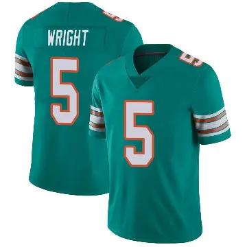 ＃5 Men's Jaylen Wright Aqua Limited Miami Dolphins Alternate Vapor Untouchable Jersey