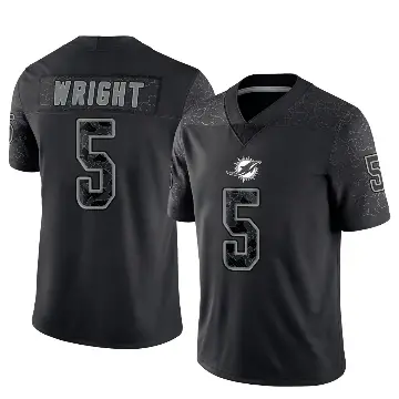 ＃5 Men's Jaylen Wright Black Limited Miami Dolphins Reflective Jersey
