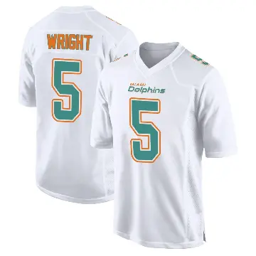 ＃5 Men's Jaylen Wright White Game Miami Dolphins Fashion Jersey