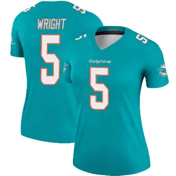 ＃5 Women's Jaylen Wright Aqua Legend Miami Dolphins Jersey