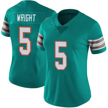 ＃5 Women's Jaylen Wright Aqua Limited Miami Dolphins Alternate Vapor Untouchable Jersey