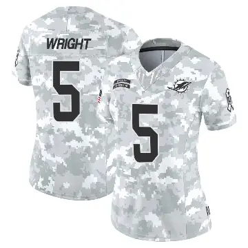 ＃5 Women's Jaylen Wright Arctic Camo Limited Miami Dolphins 2024 Salute to Service Jersey