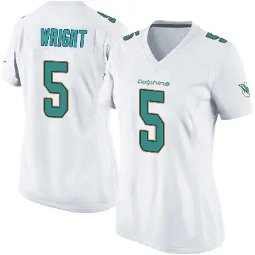 ＃5 Women's Jaylen Wright White Game Miami Dolphins Jersey