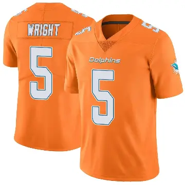 ＃5 Youth Jaylen Wright Orange Limited Miami Dolphins Color Rush Jersey