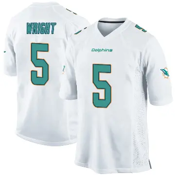 ＃5 Youth Jaylen Wright White Game Miami Dolphins Jersey