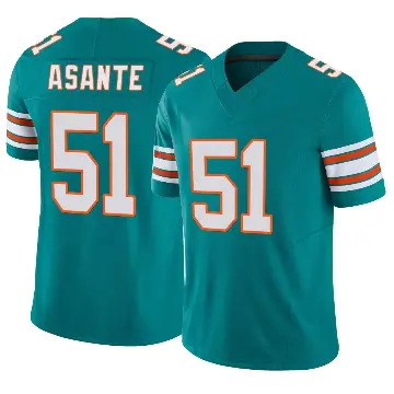 ＃51 Men's Eugene Asante Aqua Limited Miami Dolphins Alternate Vapor F.U.S.E. Jersey