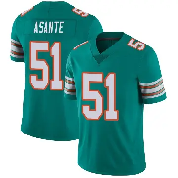 ＃51 Men's Eugene Asante Aqua Limited Miami Dolphins Alternate Vapor Untouchable Jersey